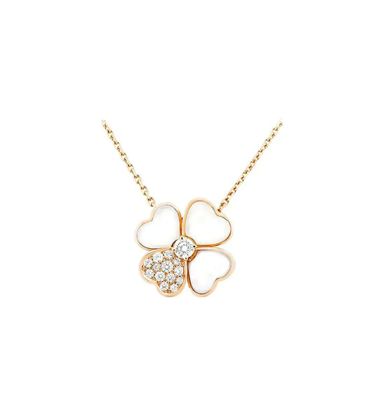[Royal Jewellery]CLOVER MOP DIAMOND ROSE GOLD NECKLACE