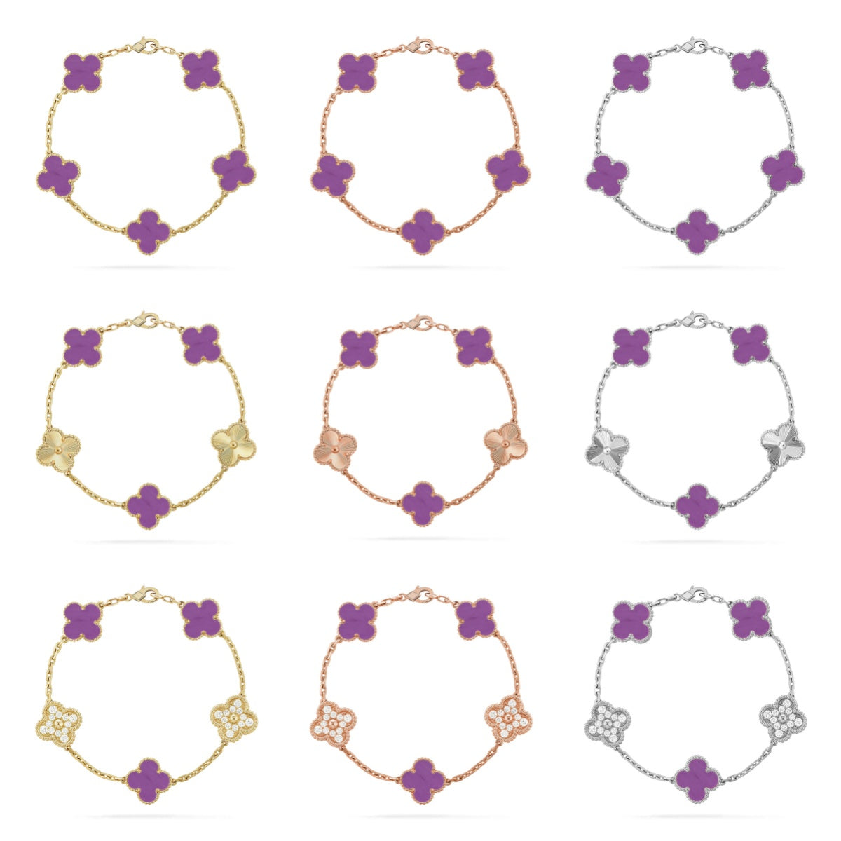 [Royal] CLOVER 5 MOTIF VIOLET BRACELET COLLECTION