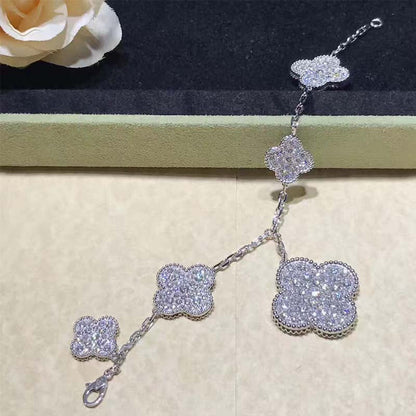 [Royal Jewellery]CLOVER 6 MOTIFS SILVER DIAMOND BRACELET