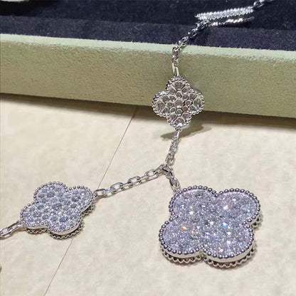 [Royal Jewellery]CLOVER 6 MOTIFS SILVER DIAMOND BRACELET