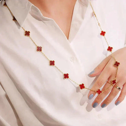 [Royal Jewellery]CLOVER 20 MOTIFS CARNELIAN NECKLACE