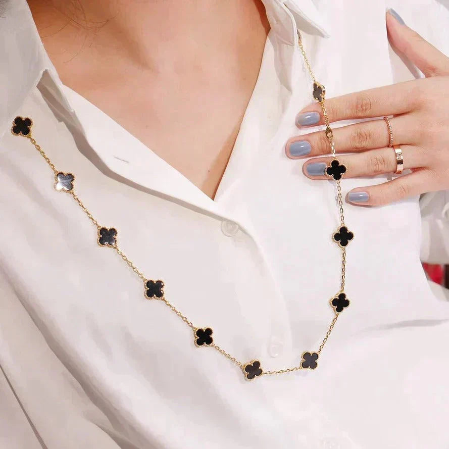 [Royal Jewellery]CLOVER 20 MOTIFS ONYX NECKLACE