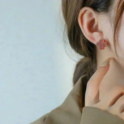 [Royal Jewellery]CLOVER MEDIUM 1 MOTIFS CARNELIAN  EARRINGS