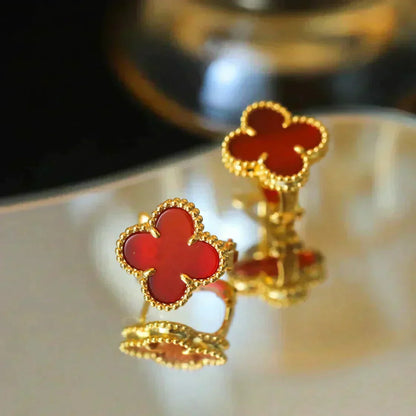 [Royal Jewellery]CLOVER MEDIUM 1 MOTIFS CARNELIAN  EARRINGS