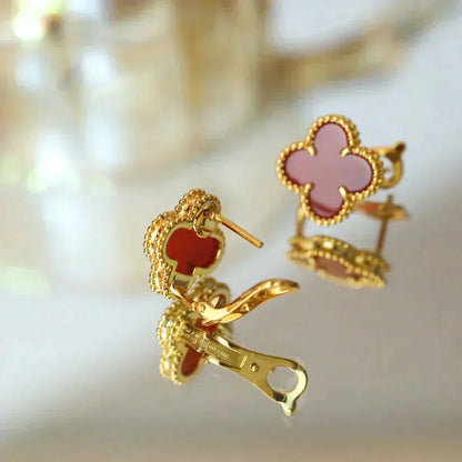 [Royal Jewellery]CLOVER MEDIUM 1 MOTIFS CARNELIAN  EARRINGS