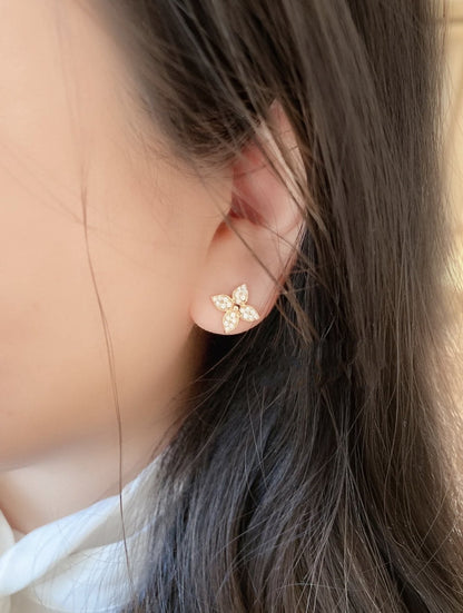[Royal Jewellery]STAR BLOSSOM STUD EARRINGS PINK GOLD DIAMONDS