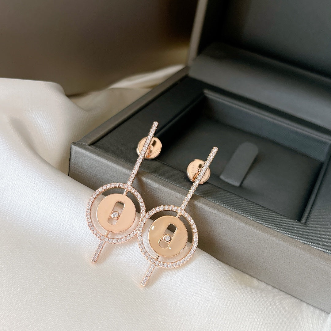 [Royal]LUCKY MOVE ARROW PINK GOLD DIAMOND EARRINGS
