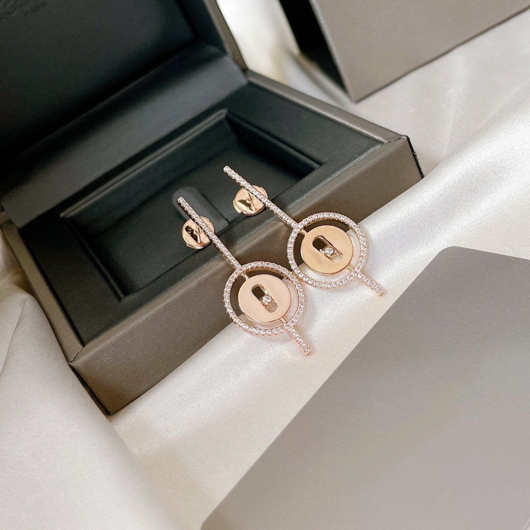 [Royal]LUCKY MOVE ARROW PINK GOLD DIAMOND EARRINGS