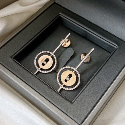 [Royal]LUCKY MOVE ARROW PINK GOLD DIAMOND EARRINGS