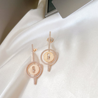 [Royal]LUCKY MOVE ARROW PINK GOLD DIAMOND EARRINGS