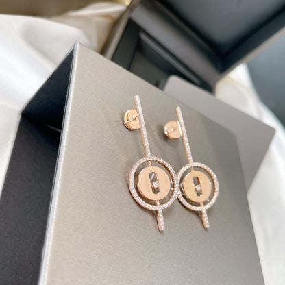 [Royal]LUCKY MOVE ARROW PINK GOLD DIAMOND EARRINGS