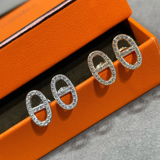 [Royal Jewellery]HM FULL DIAMOND PIG NOSE STUD EARRINGS