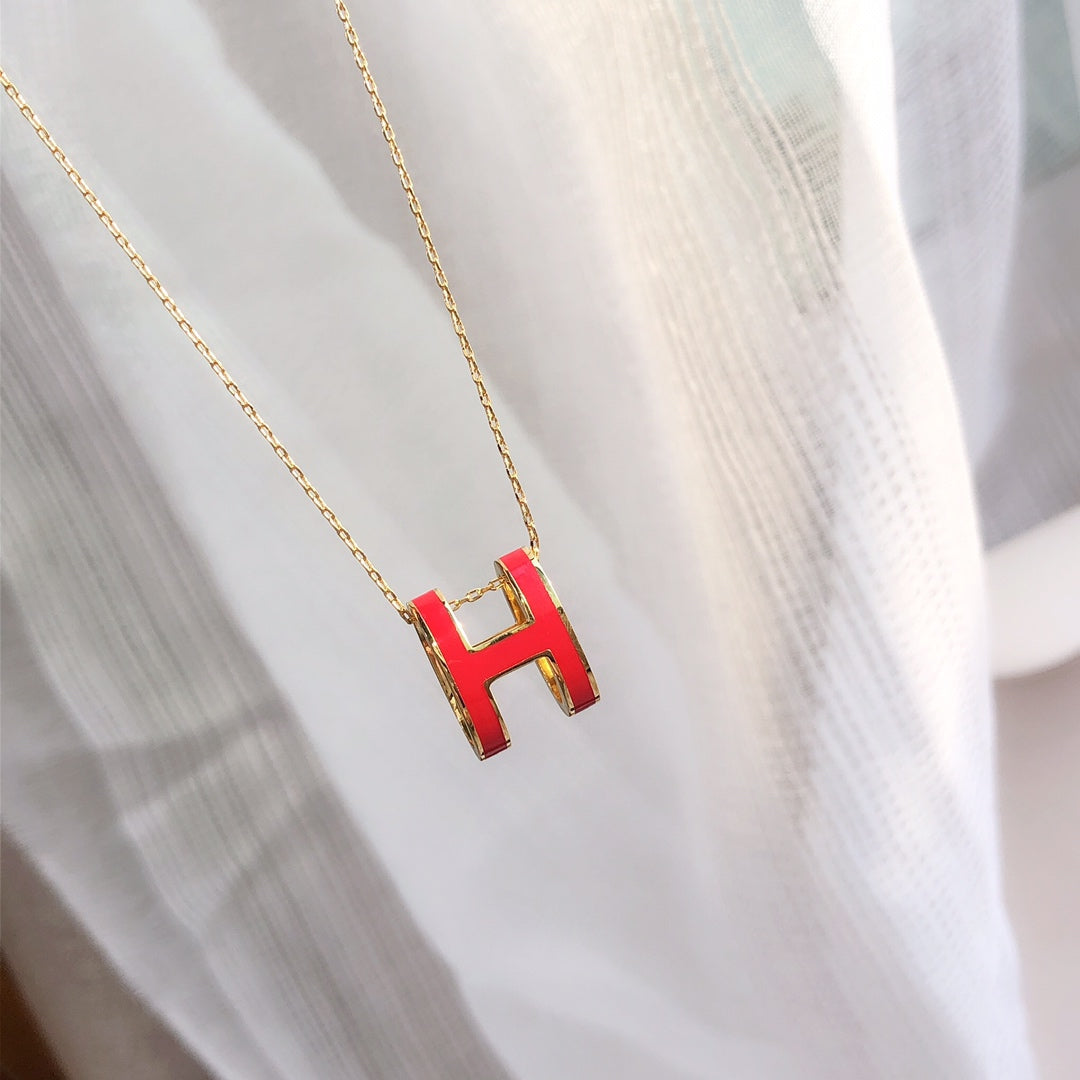 [Royal Jewellery]HM CLIC RED ENAMEL GOLD NECKLACE