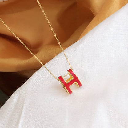 [Royal Jewellery]HM CLIC RED ENAMEL GOLD NECKLACE