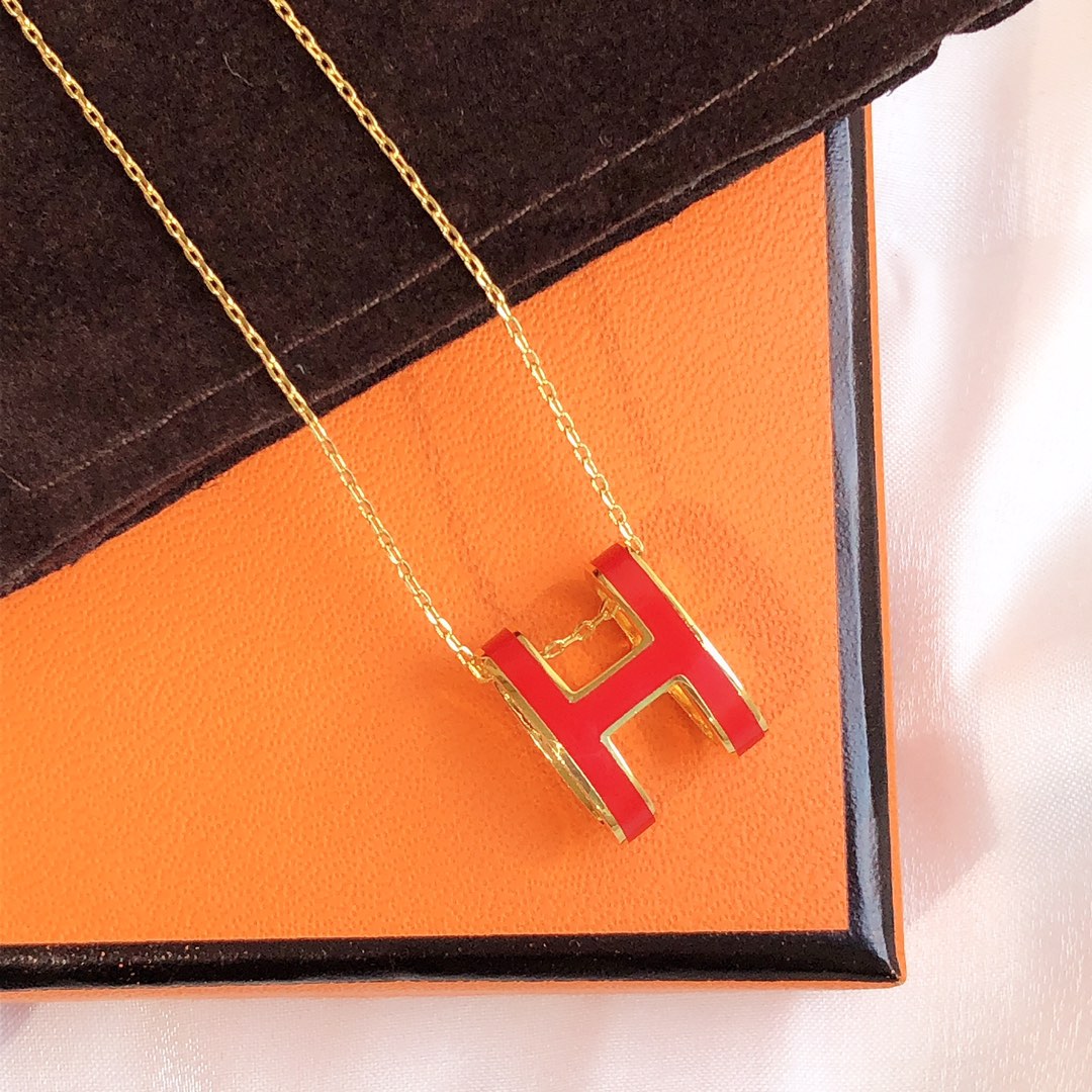 [Royal Jewellery]HM CLIC RED ENAMEL GOLD NECKLACE