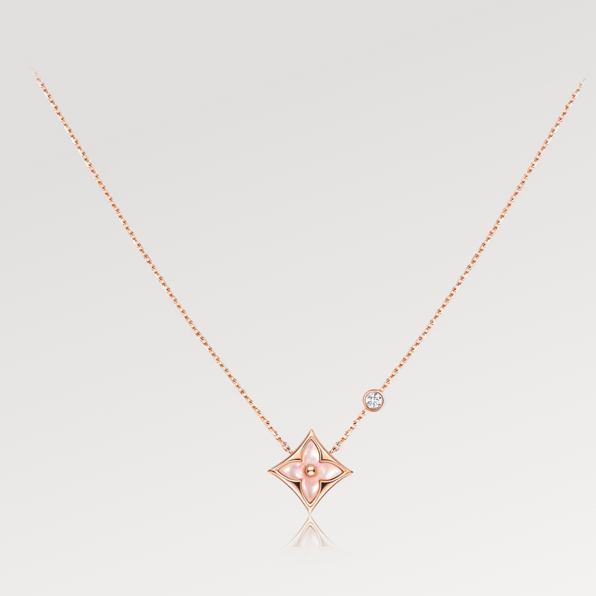 [Royal Jewellery]STAR PINK MOP 1 DIAMOND PINK GOLD NECKLACE
