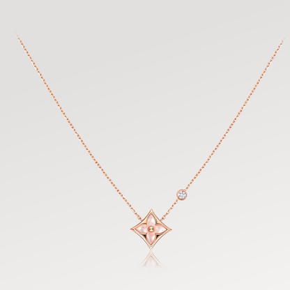[Royal Jewellery]STAR PINK MOP 1 DIAMOND PINK GOLD NECKLACE