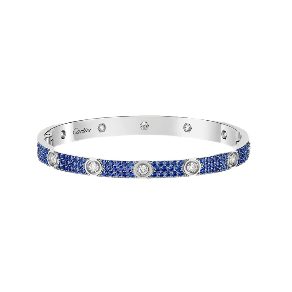 [Royal]Pave Gemstone Love &Force Large Horseshoe Diamond Duo Bracelet Stack Set