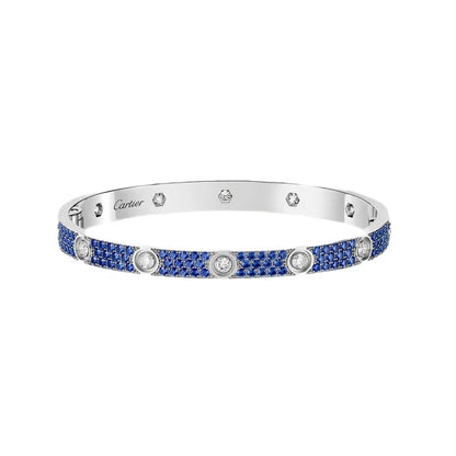 [Royal]Pave Gemstone Love &Force Large Horseshoe Diamond Duo Bracelet Stack Set