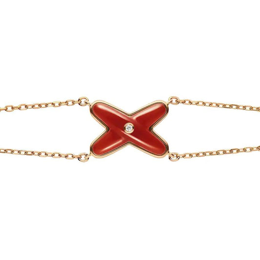 [Royal Jewellery]JEUX BRACELET CARNELIAN PINK GOLD 1 DIAMOND