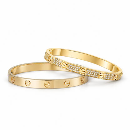 [Royal] LOVE  Classic & Diamond-Paved Bracelet Stack Set
