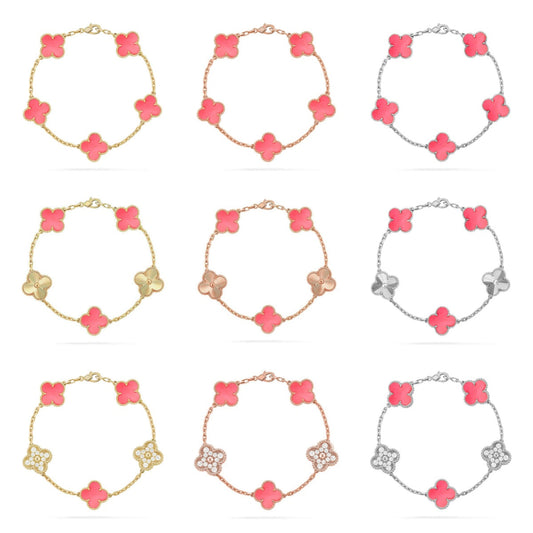 [Royal Jewellery] CLOVER 5 MOTIFS  PINK MOP BRACELET COLLECTION