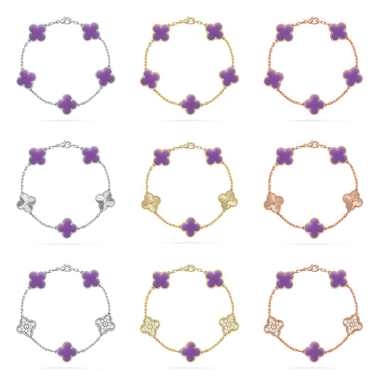 [Royal Jewellery]CLOVER 5 MOTIF LIGHT PURPLE BRACELET COLLECTION