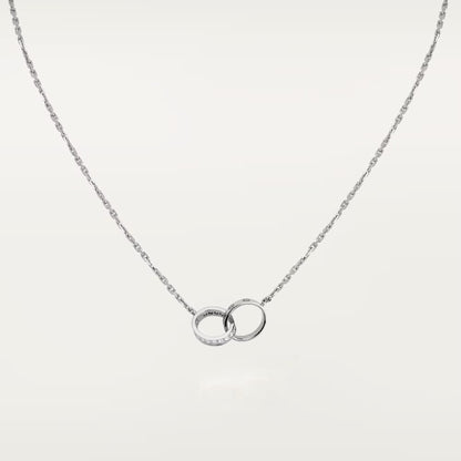 [Royal] LOVE DOUBLE RING HALF DIAMOND NECKLACE
