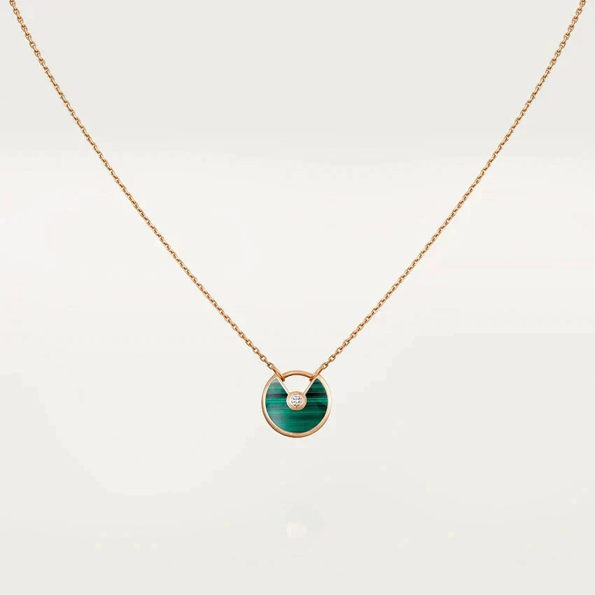 [Royal Jewellery]AMULETTE ROSE GOLD MALACHITE NECKLACE
