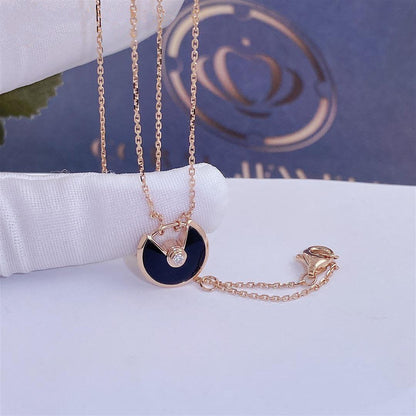 [Royal Jewellery]AMULETTE ROSE GOLD ONYX NECKLACE