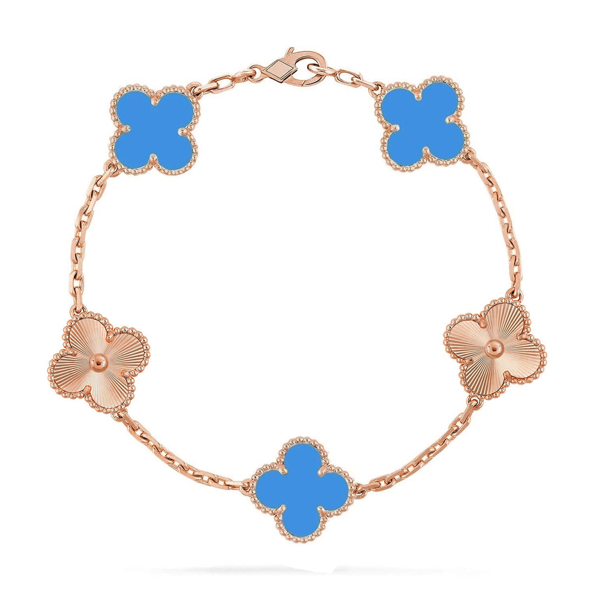 [Royal Jewellery] CLOVER 5 MOTIF BLUE AGATE BRACELET COLLECTION