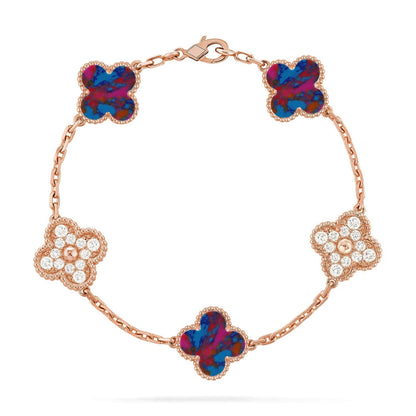[Royal Jewellery]CLOVER 5 MOTIF COLOR GEMSTONES BRACELET COLLECTION