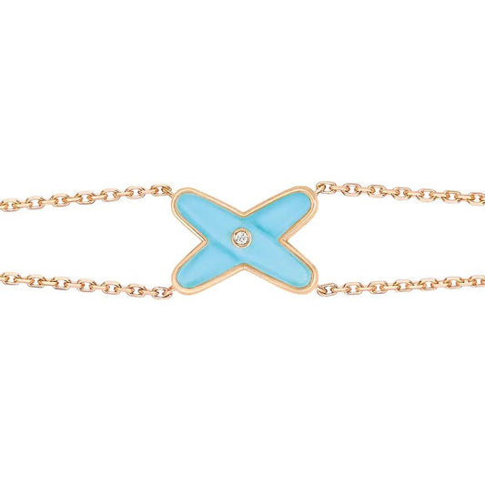 [Royal Jewellery]JEUX BRACELET TURQUOISE PINK GOLD 1 DIAMOND