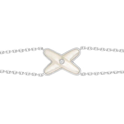 [Royal Jewellery]JEUX BRACELET WHITE MOP SILVER 1 DIAMOND