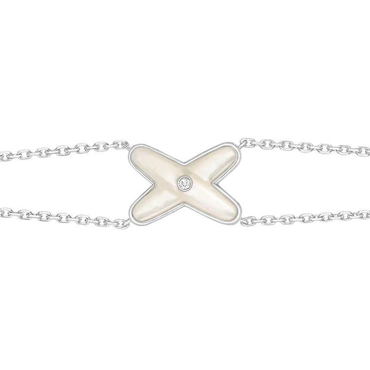 [Royal Jewellery]JEUX BRACELET WHITE MOP SILVER 1 DIAMOND