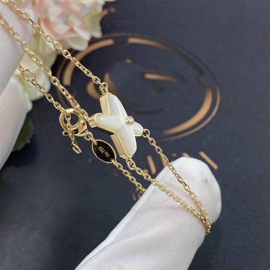 [Royal Jewellery]JEUX BRACELET WHITE MOP GOLD 1 DIAMOND