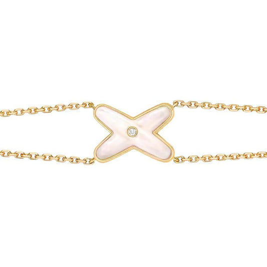 [Royal Jewellery]JEUX BRACELET WHITE MOP GOLD 1 DIAMOND