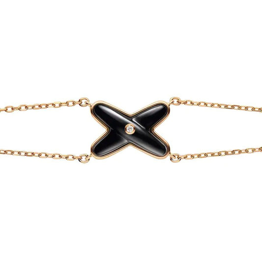 [Royal Jewellery]JEUX BRACELET ONYX PINK GOLD 1 DIAMOND