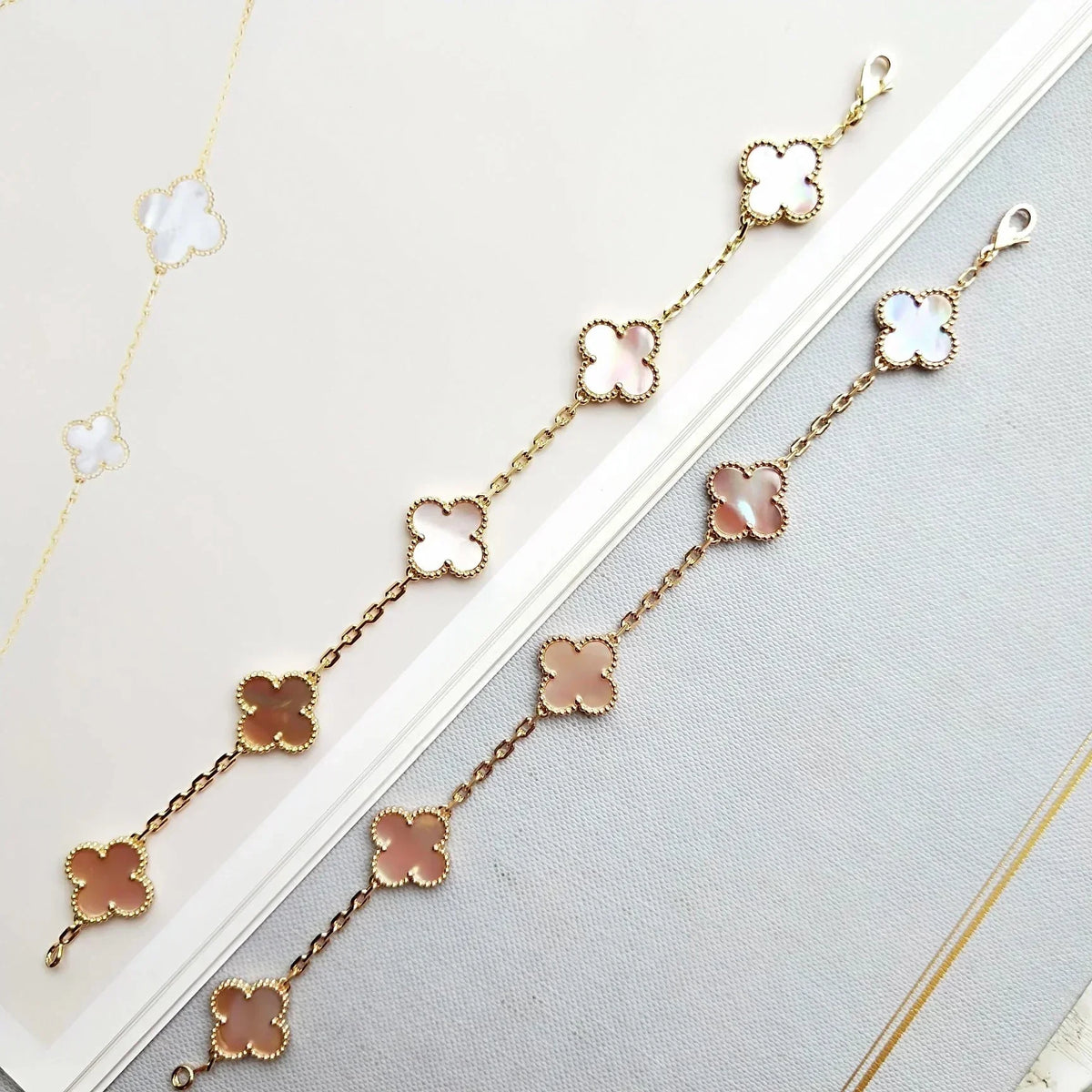 [Royal Jewellery] CLOVER 5 MOTIFS  PINK MOP BRACELET COLLECTION