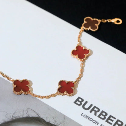 [Royal Jewellery] CLOVER 5 MOTIF RED CORNELIAN BRACELET COLLECTION