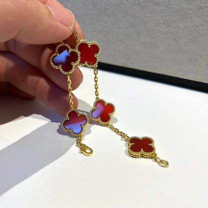 [Royal Jewellery] CLOVER 5 MOTIF RED CORNELIAN BRACELET COLLECTION