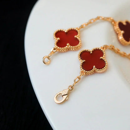 [Royal Jewellery] CLOVER 5 MOTIF RED CORNELIAN BRACELET COLLECTION