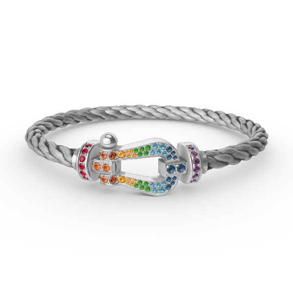 [Royal Jewellery]FORC LARGE HORSESHOE  COLORED DIAMOND BRACELET SILVER