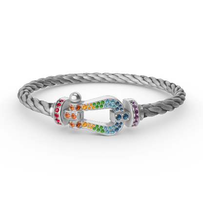 [Royal Jewellery]FORC LARGE HORSESHOE  COLORED DIAMOND BRACELET SILVER