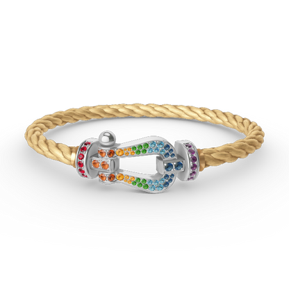 [Royal Jewellery]FORC LARGE HORSESHOE  COLORED DIAMOND BRACELET SILVER