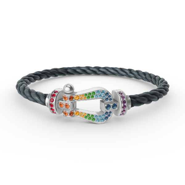 [Royal Jewellery]FORC LARGE HORSESHOE  COLORED DIAMOND BRACELET SILVER