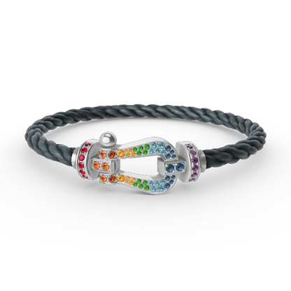 [Royal Jewellery]FORC LARGE HORSESHOE  COLORED DIAMOND BRACELET SILVER