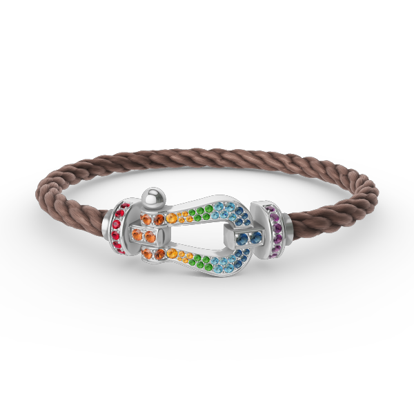 [Royal Jewellery]FORC LARGE HORSESHOE  COLORED DIAMOND BRACELET SILVER