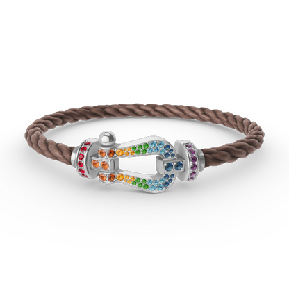 [Royal Jewellery]FORC LARGE HORSESHOE  COLORED DIAMOND BRACELET SILVER