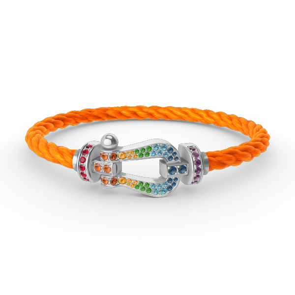 [Royal Jewellery]FORC LARGE HORSESHOE  COLORED DIAMOND BRACELET SILVER